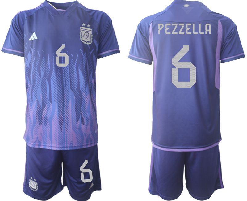 Men 2022 World Cup National Team Argentina away purple #6 Soccer Jersey